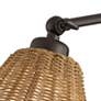 Barnes and Ivy Rowlett Bronze Rattan Shade Plug-In Wall Lamp - Image 1