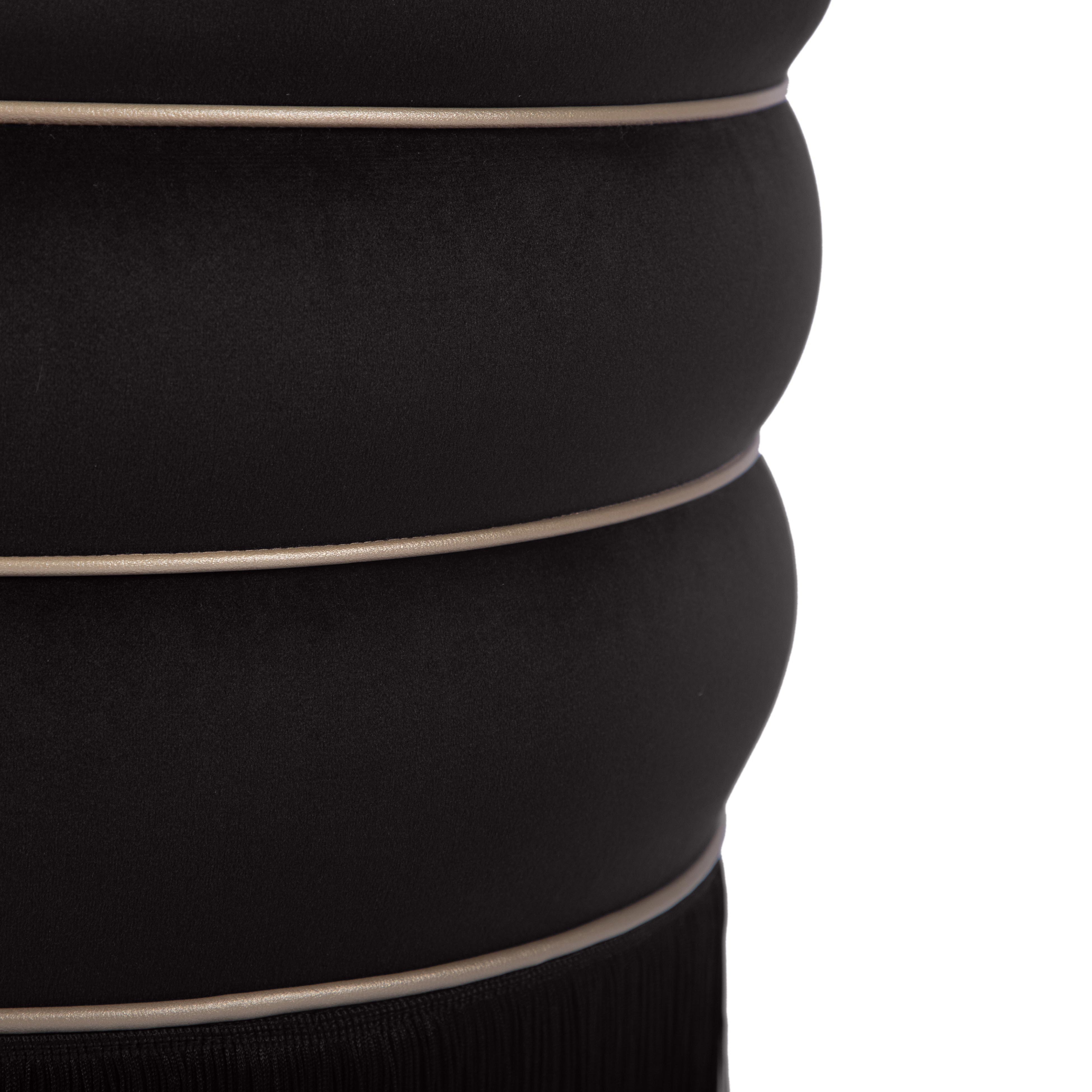 Lakka Black Velvet Ottoman - Image 1