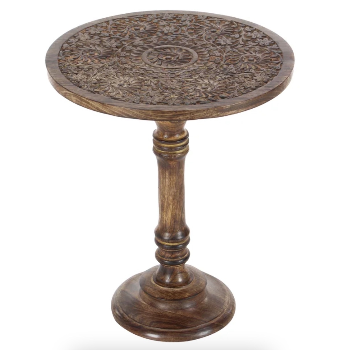 Solid Wood Pedestal End Table - Image 1