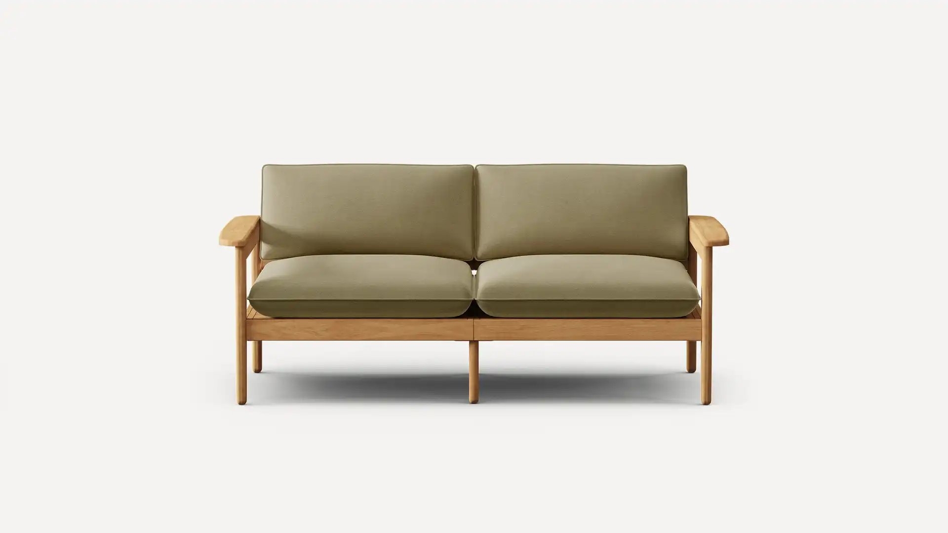 Dunes Teak 2-Seat Sofa - Rosemary - All Weather Fabric - Image 0