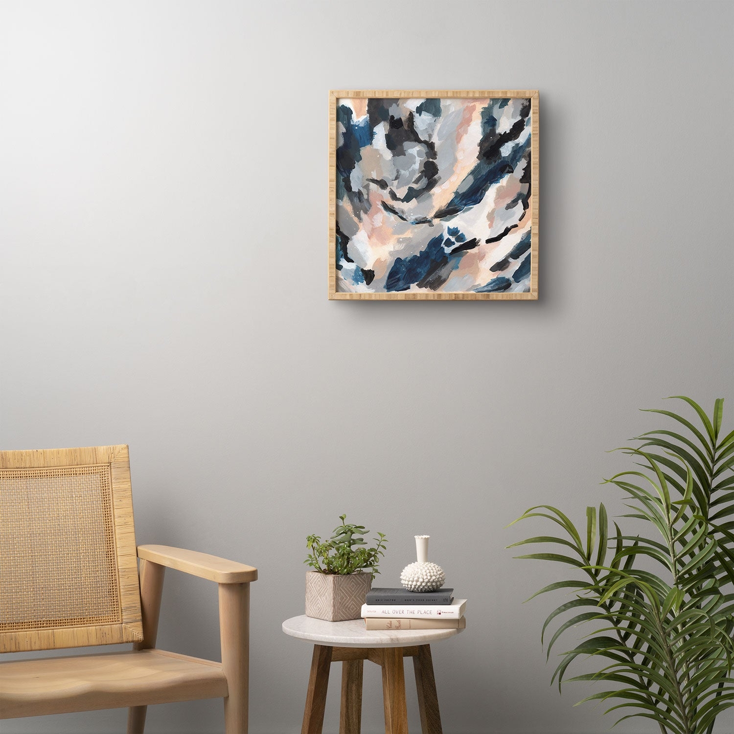 Parchment Abstract Three by Laura Fedorowicz - Framed Wall Art Bamboo 20" x 20" - Image 1