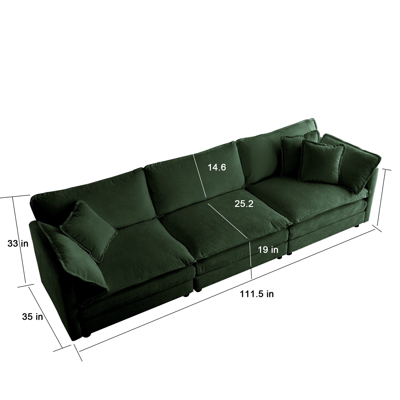 Chenille Modular Cloud Couch with L-Shaped Sectional and Ottoman - Image 3