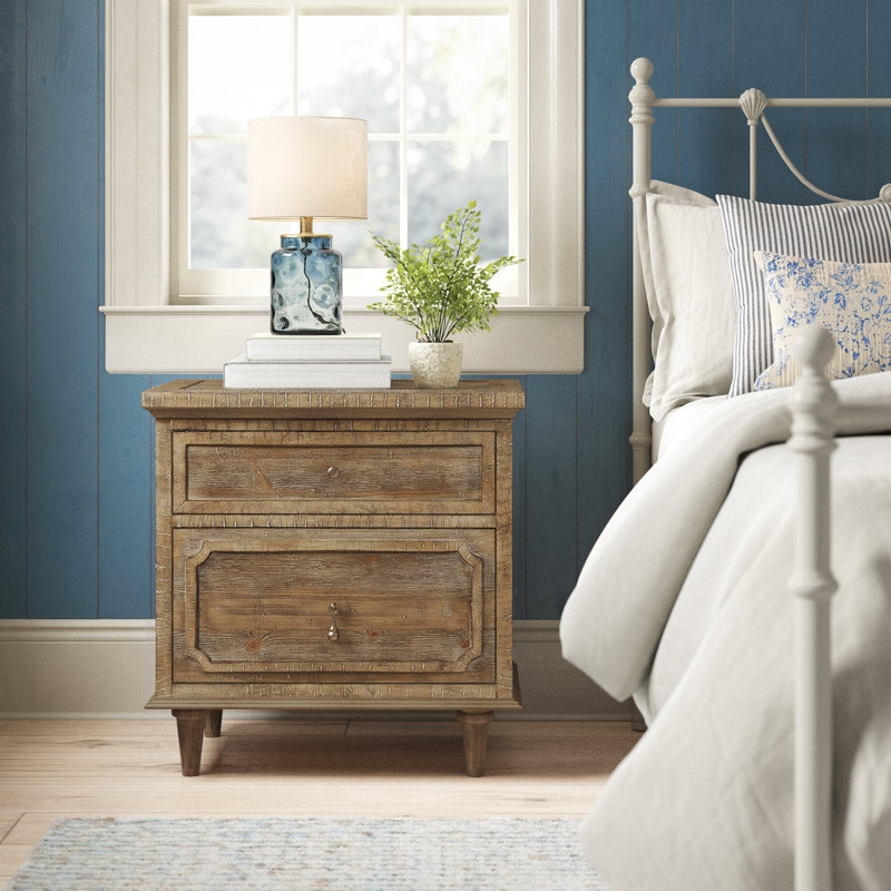 Rahul Rustic Nightstand with USB - Image 1