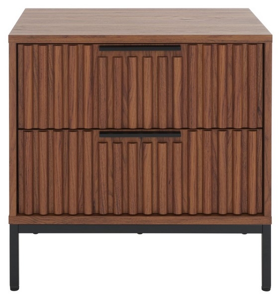 Axelle 2 Drawer Nightstand - Walnut / Black - Safavieh - Image 0