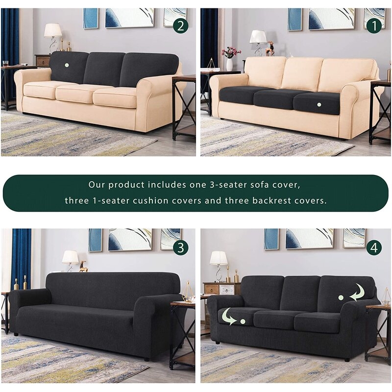 Separate Seat Backrest Box Cushion Sofa Slipcover - Image 2