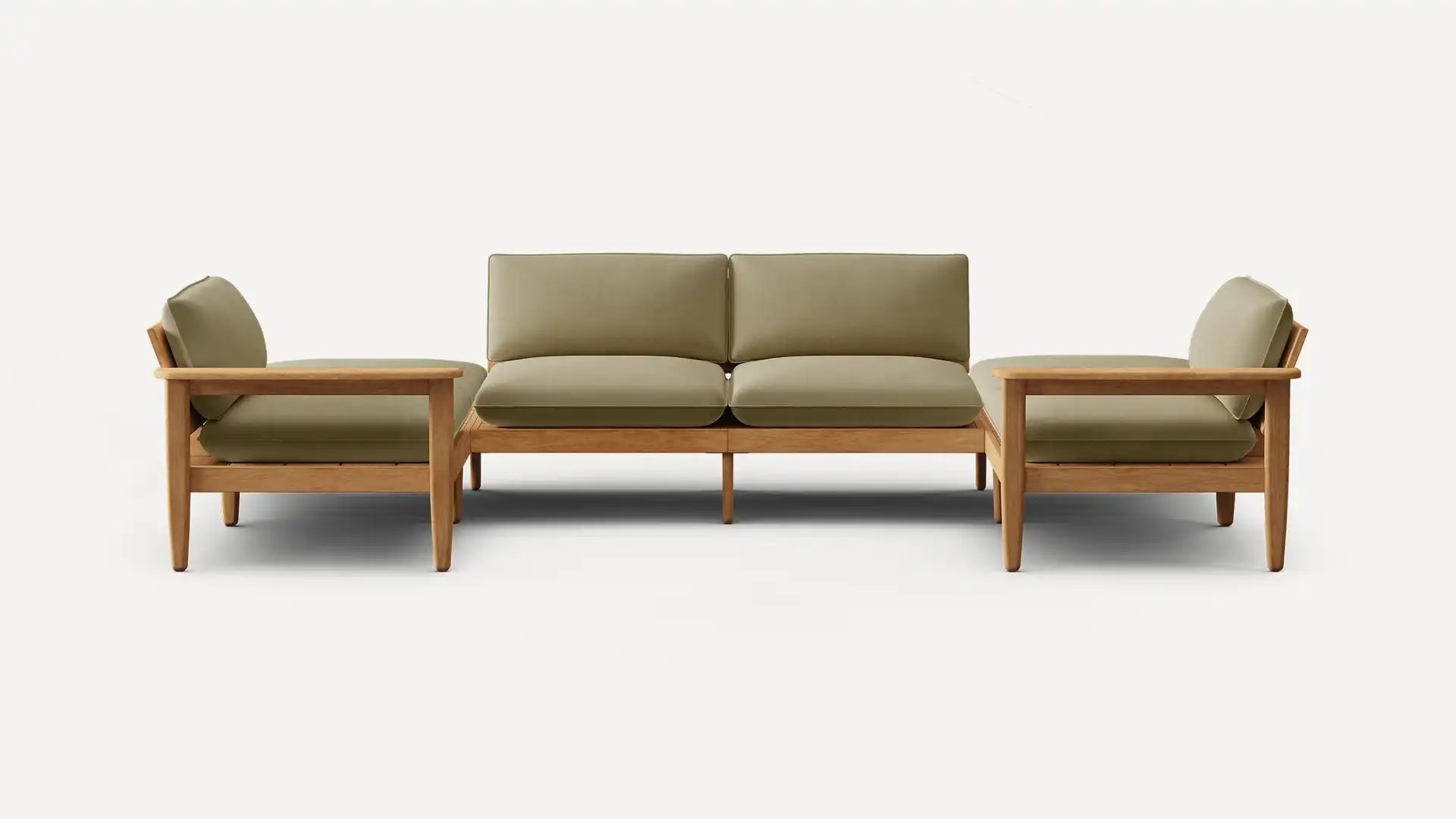 Dunes Teak 6-Piece U-Sectional - Rosemary - All Weather Fabric - Image 0