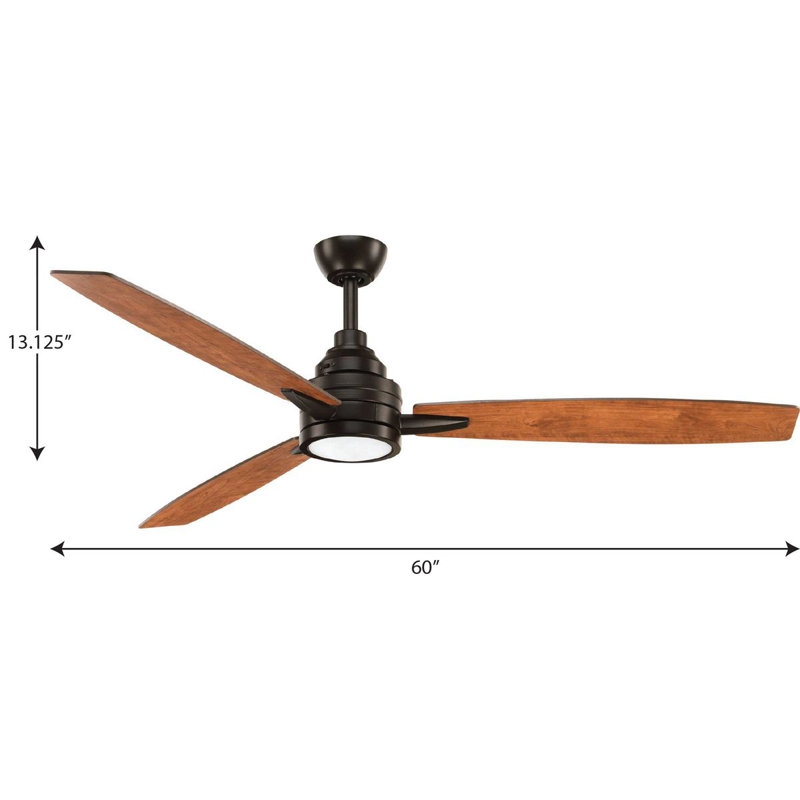 60'' 3-Blade LED Standard Ceiling Fan with Remote Control and Light Kit Included - Image 1