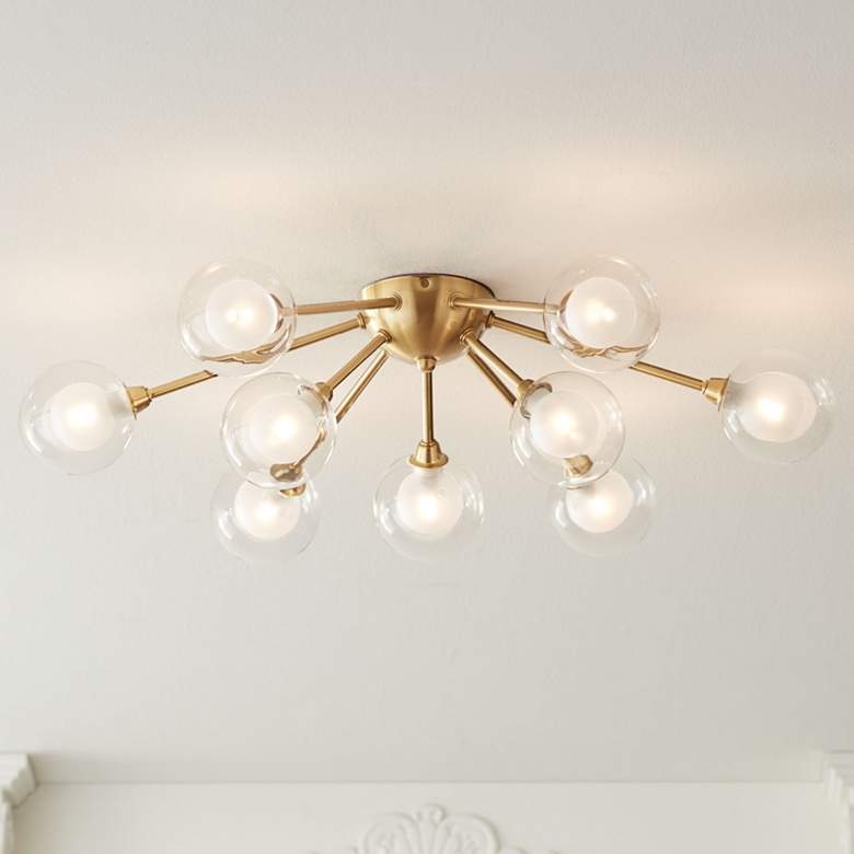 Possini Euro Nimbus 28" Gold Glass 9-Light LED Sputnik Ceiling Light - Image 0