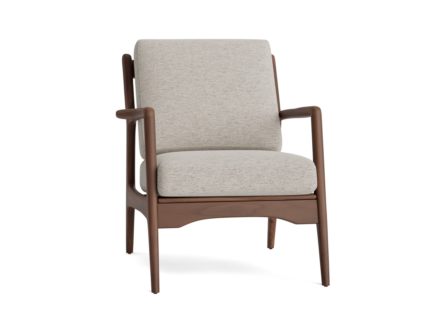 Beige/White Collins Mid Century Modern Chair - Merit Dove - Walnut - Image 0