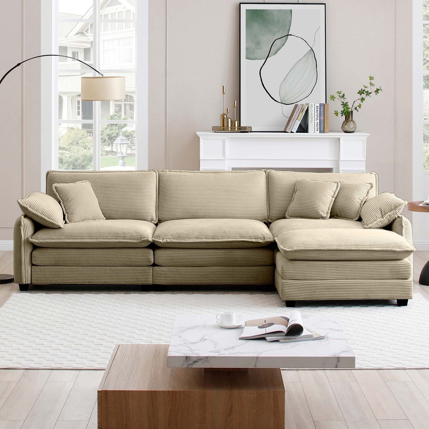 Contour & Co. | Corduroy Cloud Couch with Ottoman - Image 2
