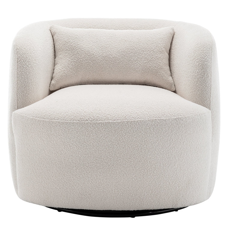 Arijit 34" Wide Boucle Upholstered Swivel Armchair - Image 3