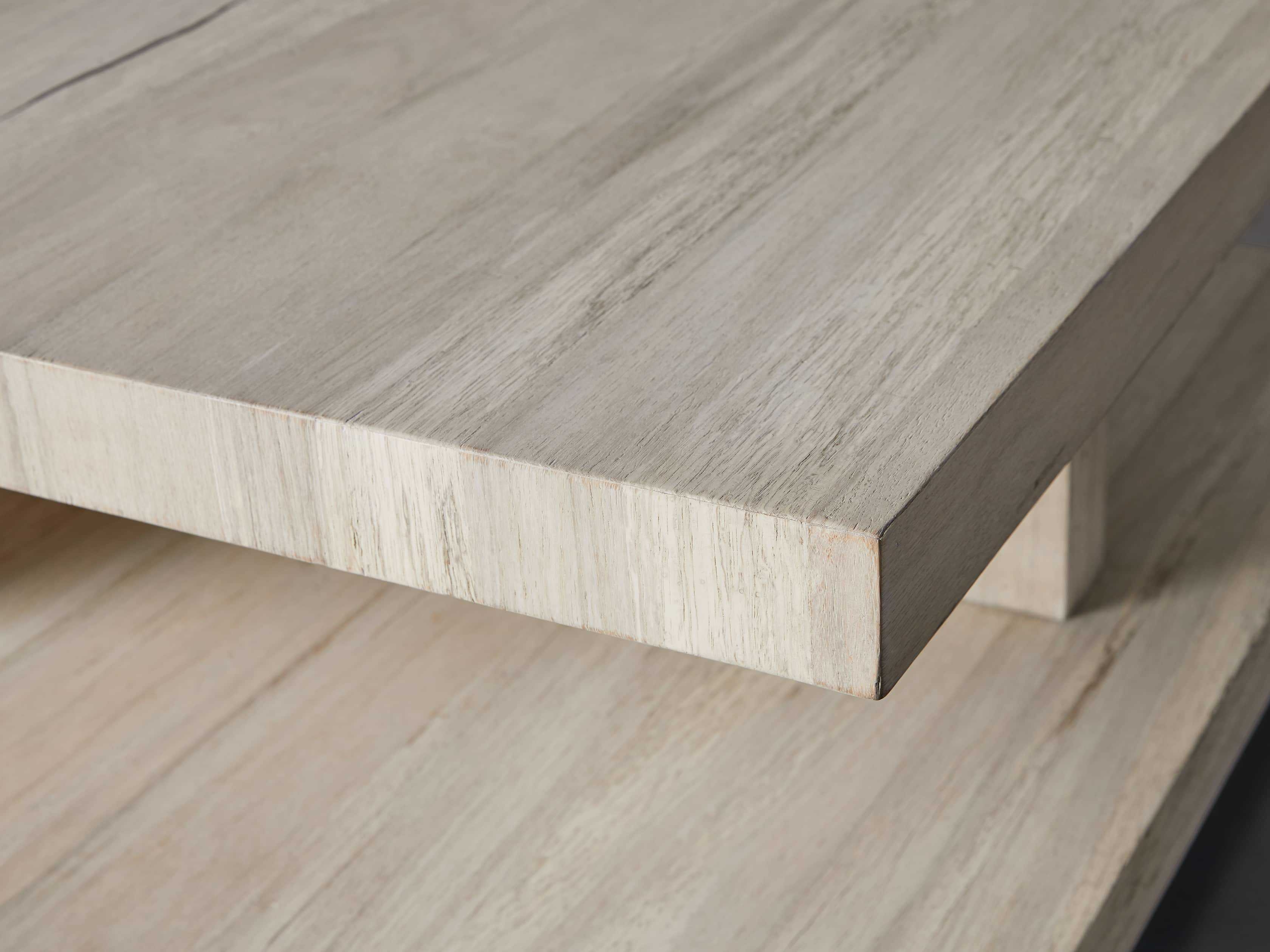 Leandro Coffee Table in Spalted Oak Wood 64" White   - Image 3