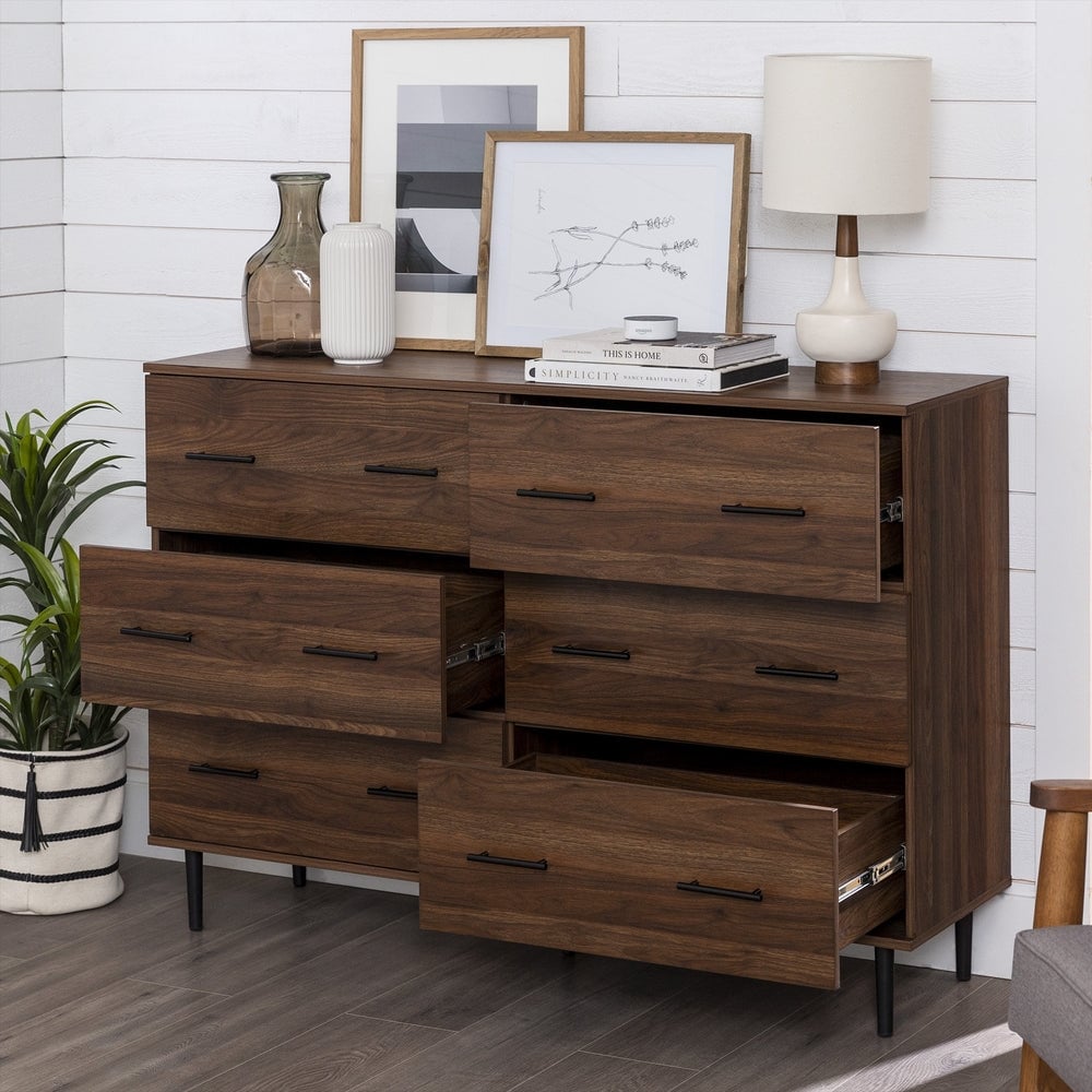Savanna Modern Wood 6 Drawer Dresser - Dark Walnut - Image 1
