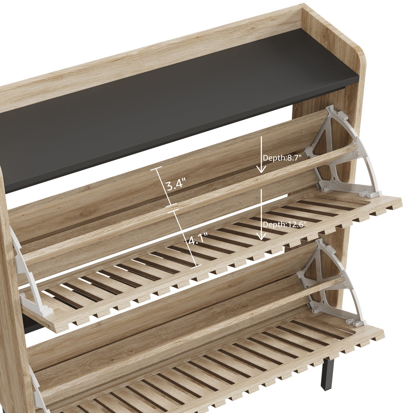 Contour & Co. | Stylish Teak and Black Entryway Shoe Cabinet - Image 3