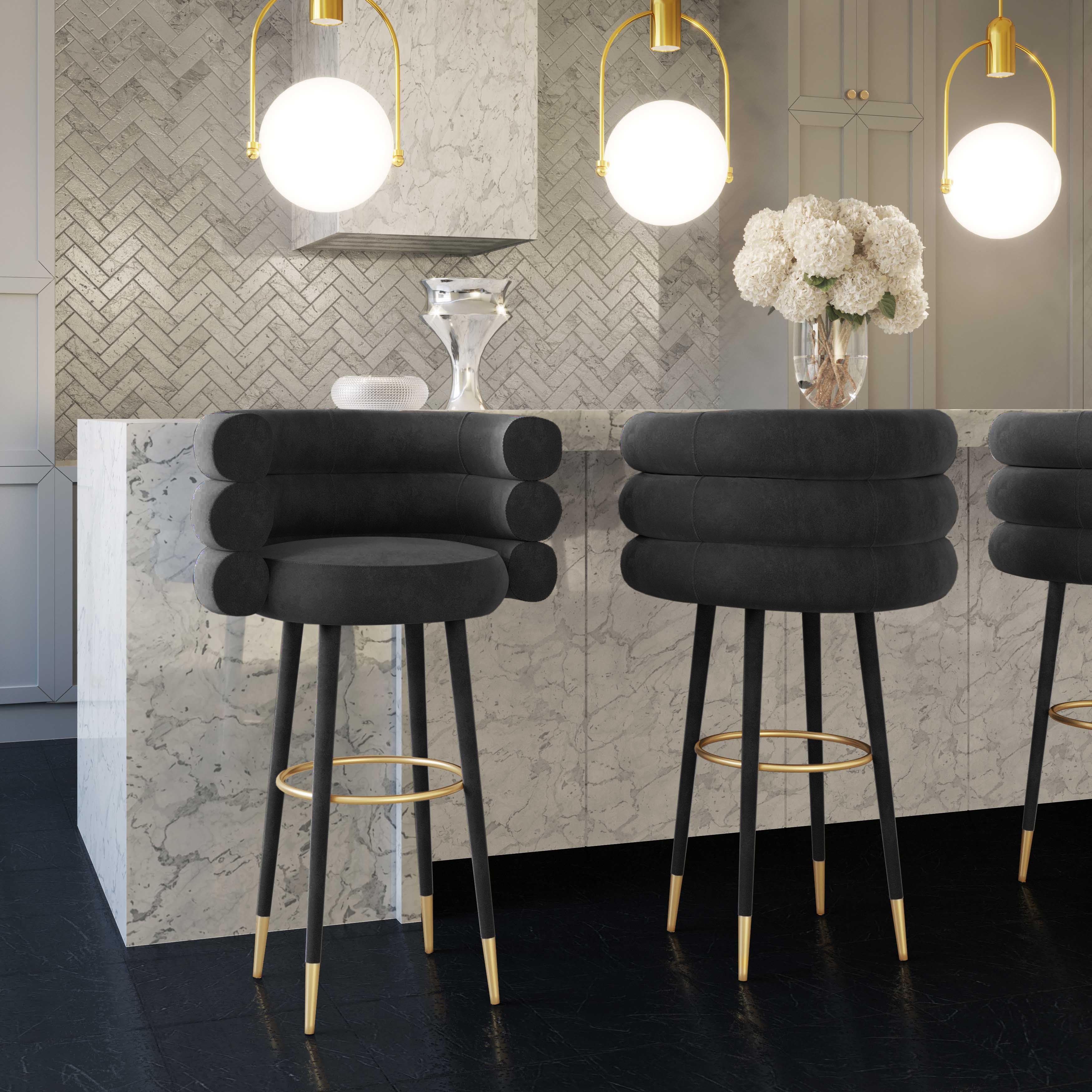 Betty Black Velvet Barstool - Image 0