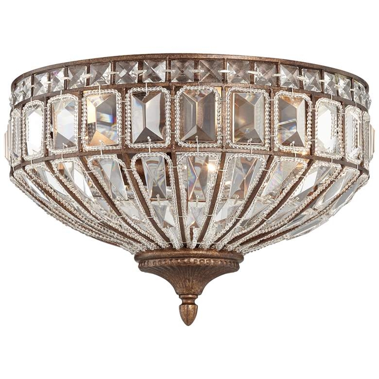 Vienna Full Spectrum Ibeza 15 1/2" Mocha and Crystal Ceiling Light - Image 1
