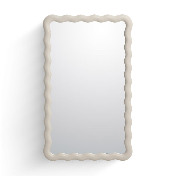 Faire 23"X39" Cream Squiggle Rectangular Wall Mirror - Image 0