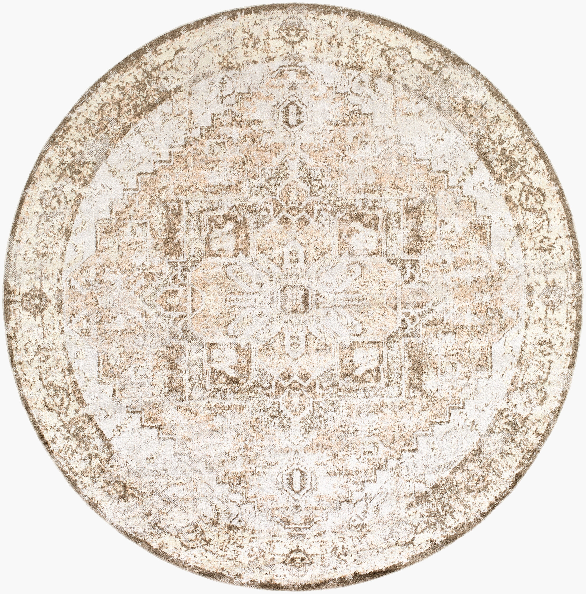 Lillian Beige Indoor 6'7" x 6'7" Machine Woven Rug - Image 0