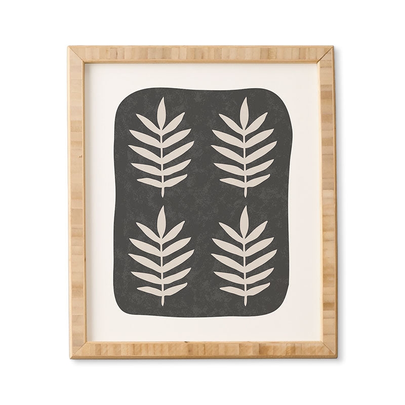 Palm Pattern Black Cream by Pauline Stanley - Framed Wall Art Bamboo 11" x 13" - Image 0