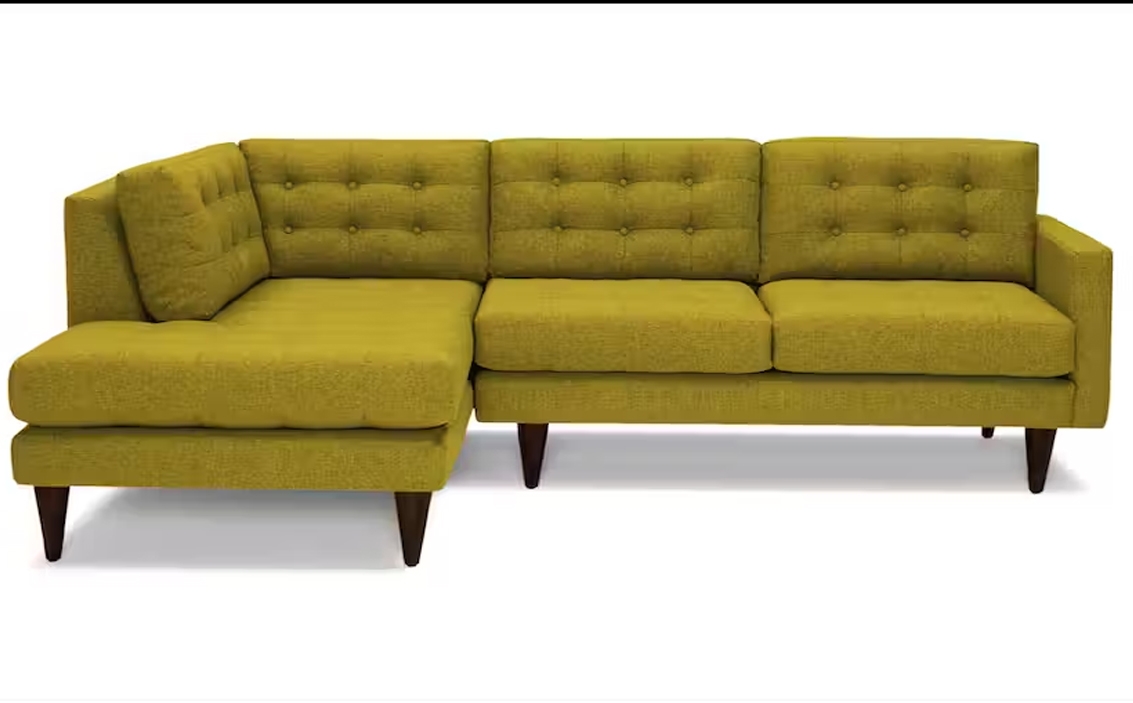 Yellow Eliot Mid Century Modern Apartment Sectional with Bumper - Bloke Goldenrod - Mocha - Left - Image 0
