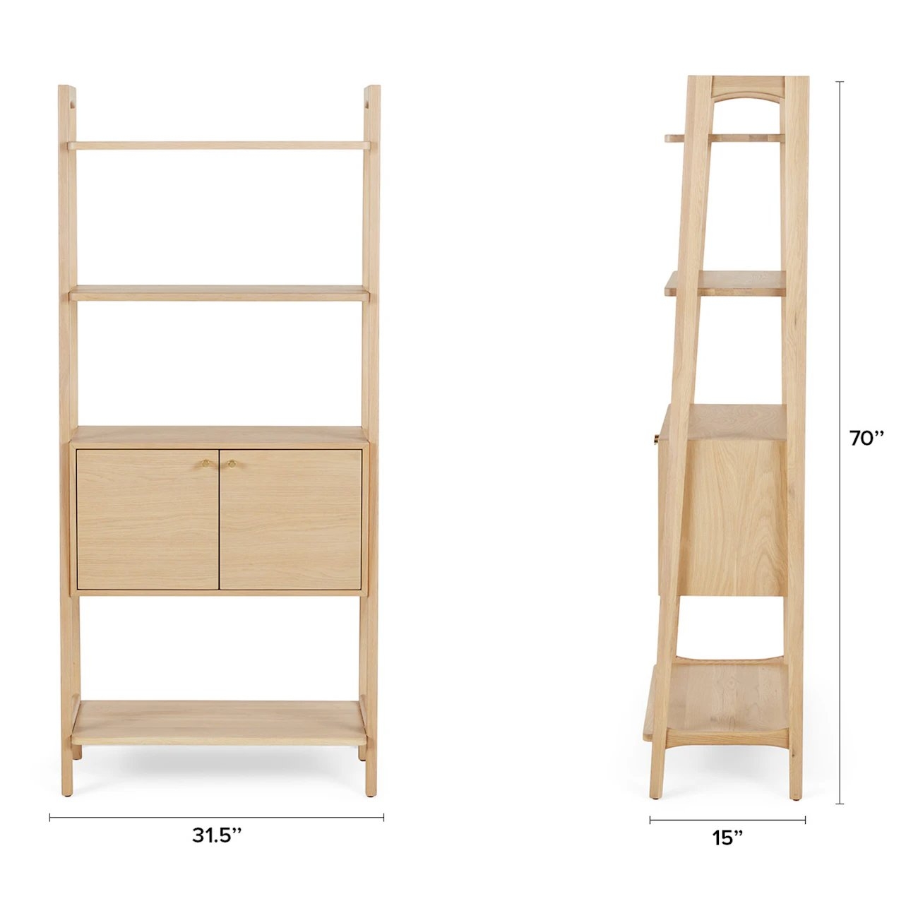 Krossa 31.5" Shelving Unit with Storage - White Oak - Image 7