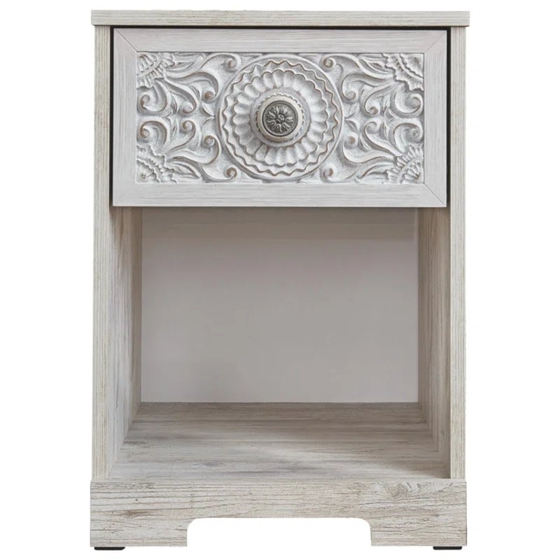 Hoang 1 - Drawer Nightstand in Whitewashed - Image 0