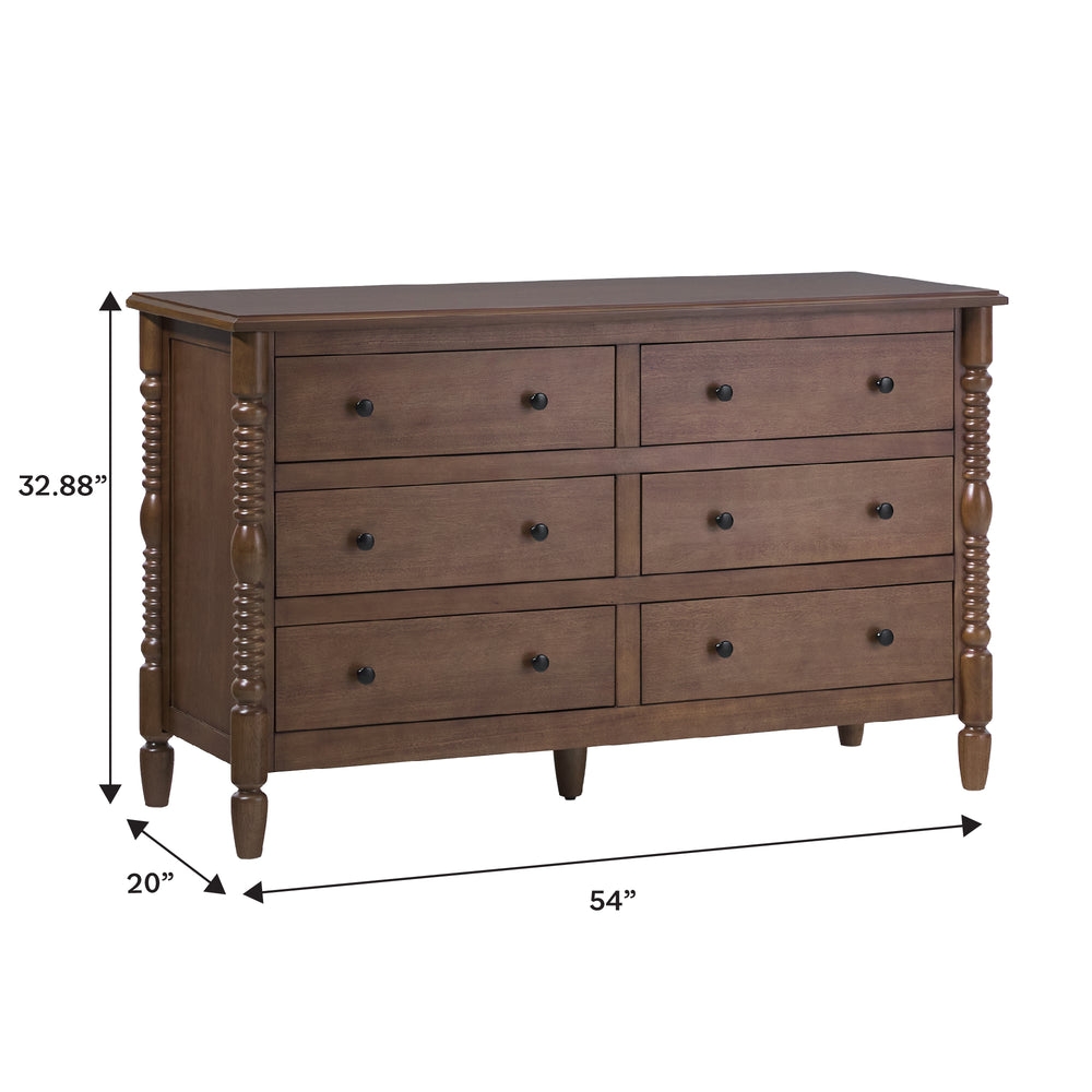 Traditional Vivienne 6-Drawer Easy Assembly Solid Wood Dresser - Image 7