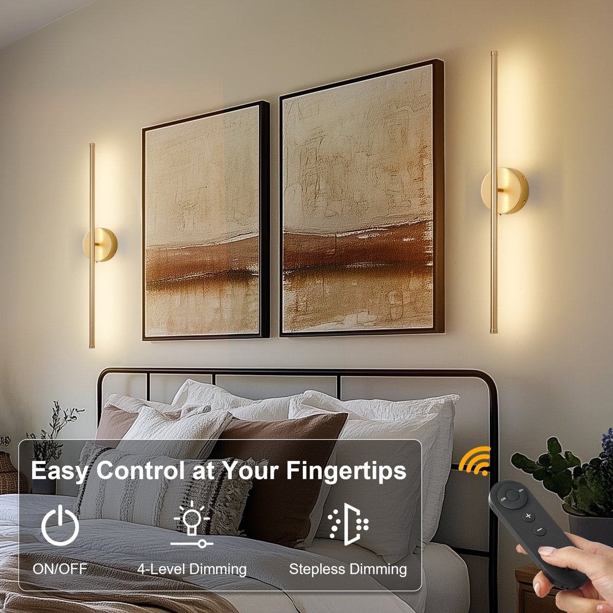 Battery Operated Wall Sconces With Remote Control, Led Wall Sconce With 350 Degree Rotation (Set of 2) - Image 3