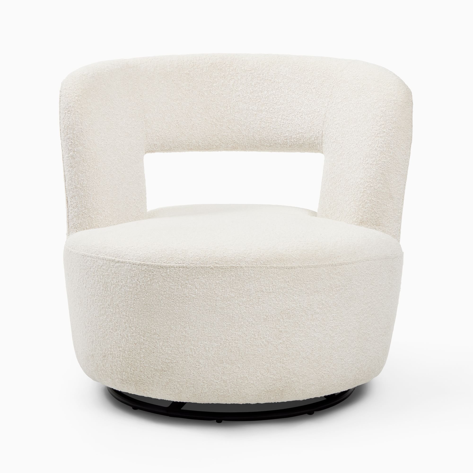 Millie Swivel Chair, Poly, Chunky Boucle, White, Concealed Supports - Image 3