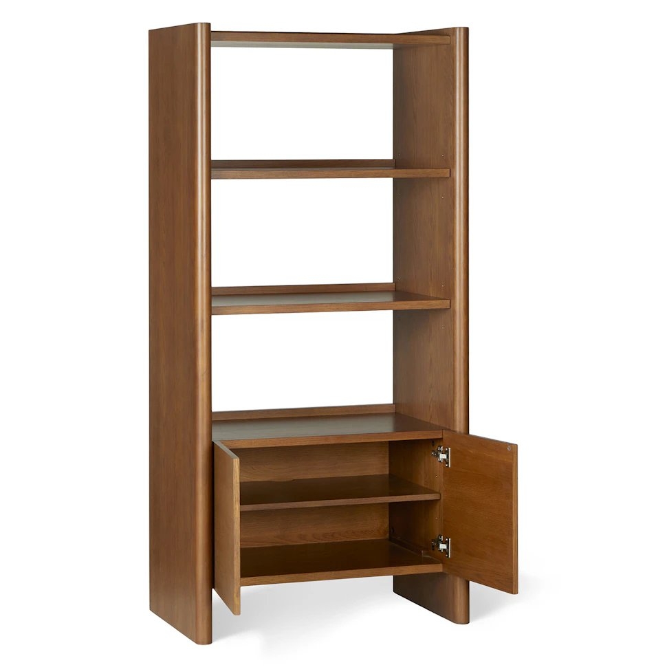 Torme 34" Bookcase with Storage, Tall - Smoked Oak - Image 2