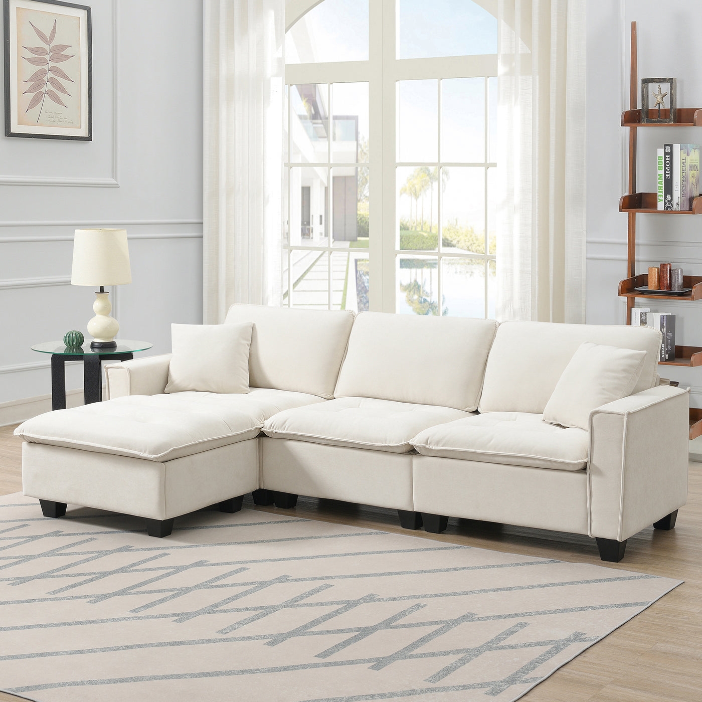 Contour & Co. | Modern Cloud Sectional L Shape Couch w Ottoman - Image 1