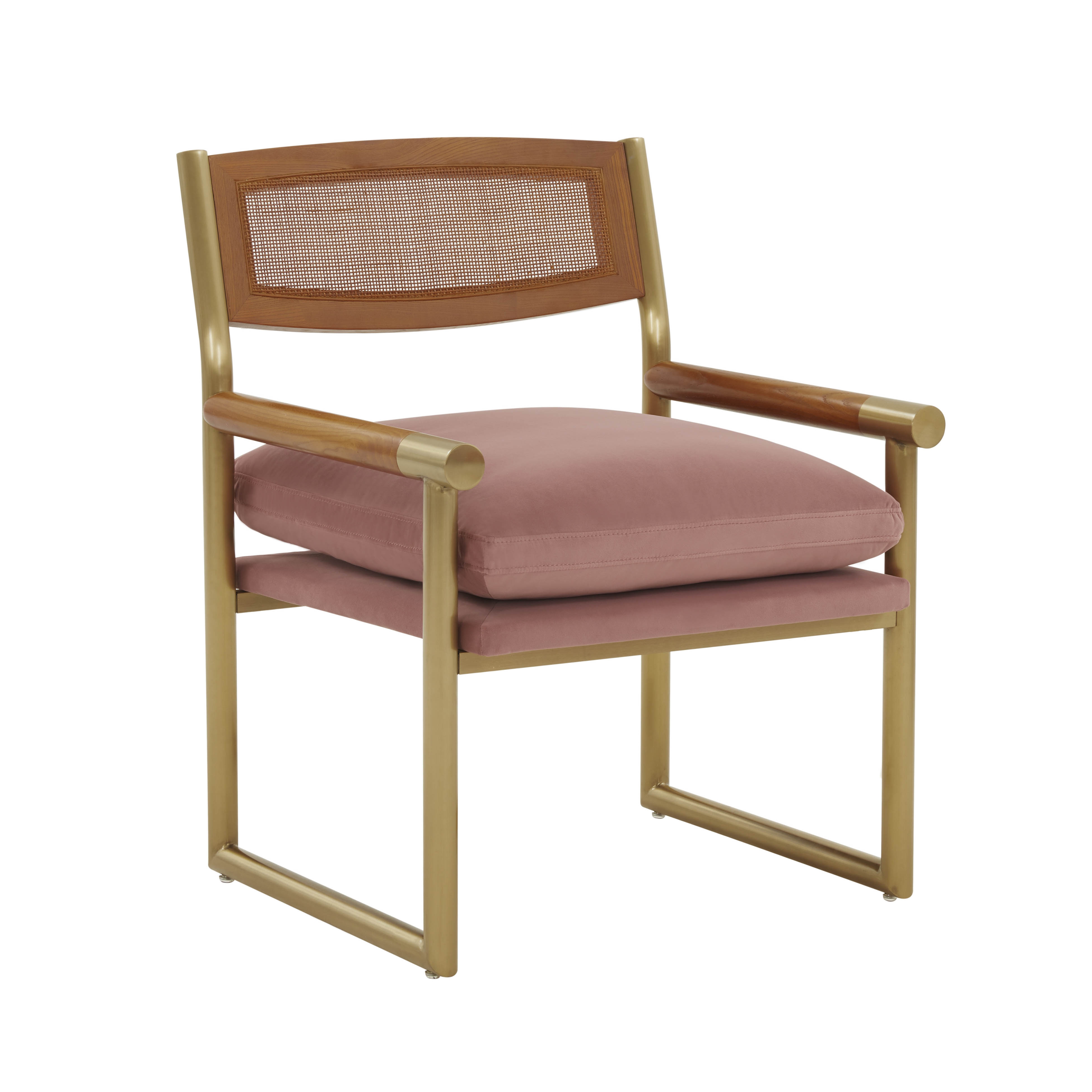 Harlow Rattan Mauve Velvet Chair - Image 0
