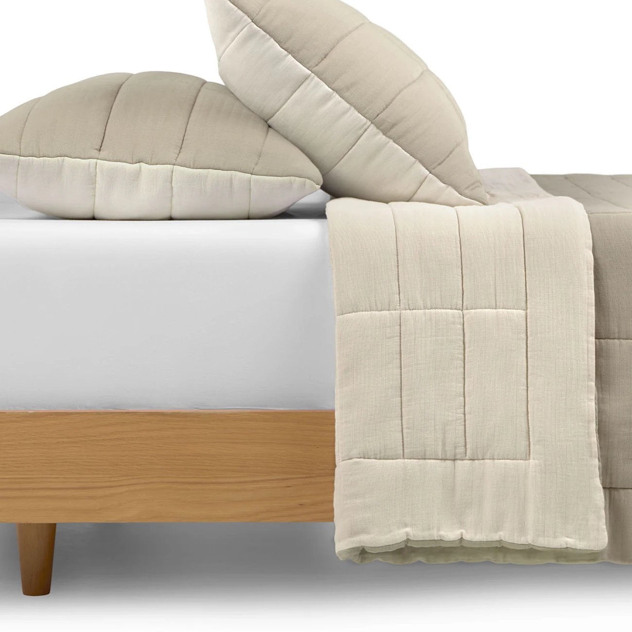 Leni Queen Cotton Gauze Quilt - Duo Taupe - Image 1