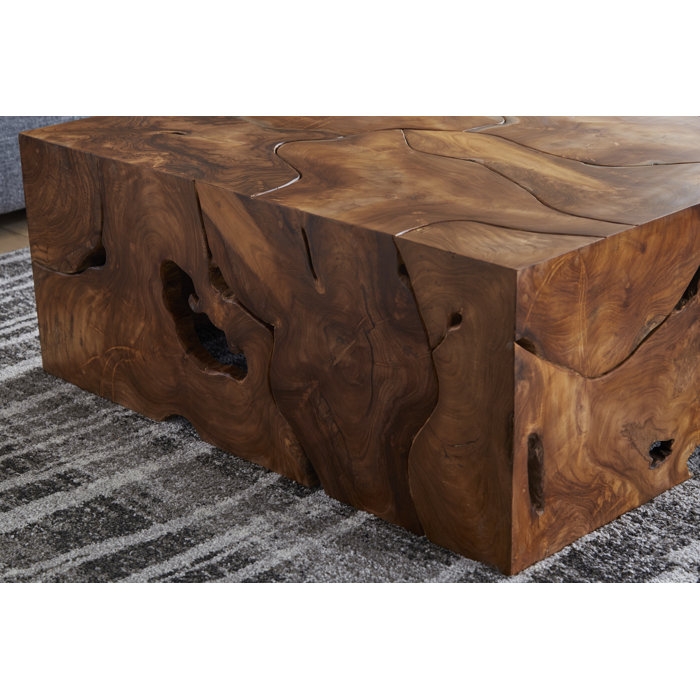 Phillips Collection Teak Chunk Solid Wood Block Coffee Table - Image 3