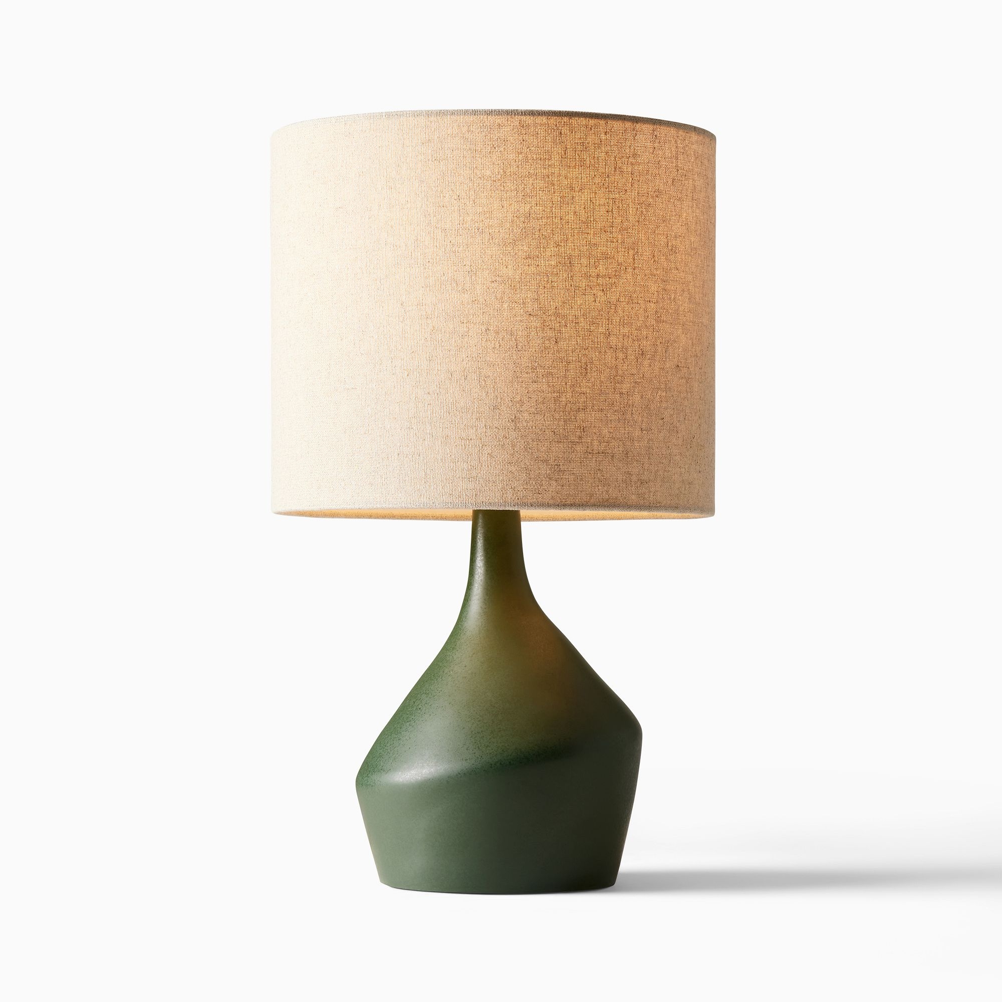 Asymmetric Ceramic Table Lamp Green Natural Linen (17") - Image 0