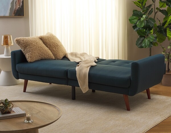 Bushwick Foldable Futon Bed - Navy / Brown - Safavieh - Image 9