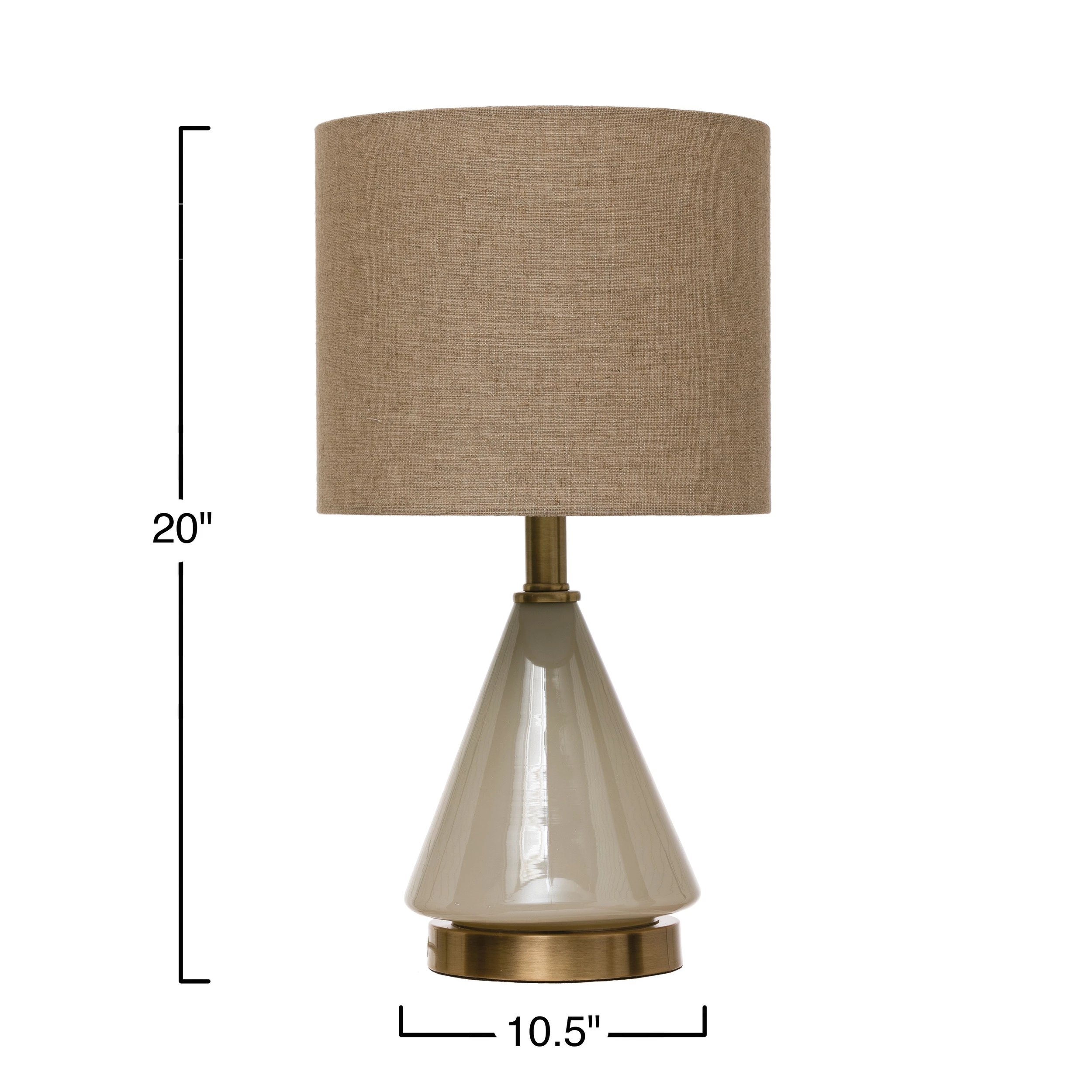 20 in. Glass Table Lamp with Cream Linen Shade with Inline Switch - Image 1