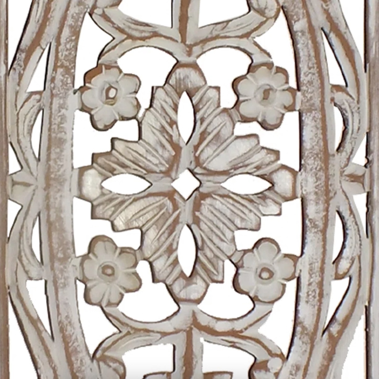 Rectangular Mango Wood Panel with Intricate Carving Wall Décor - Image 1