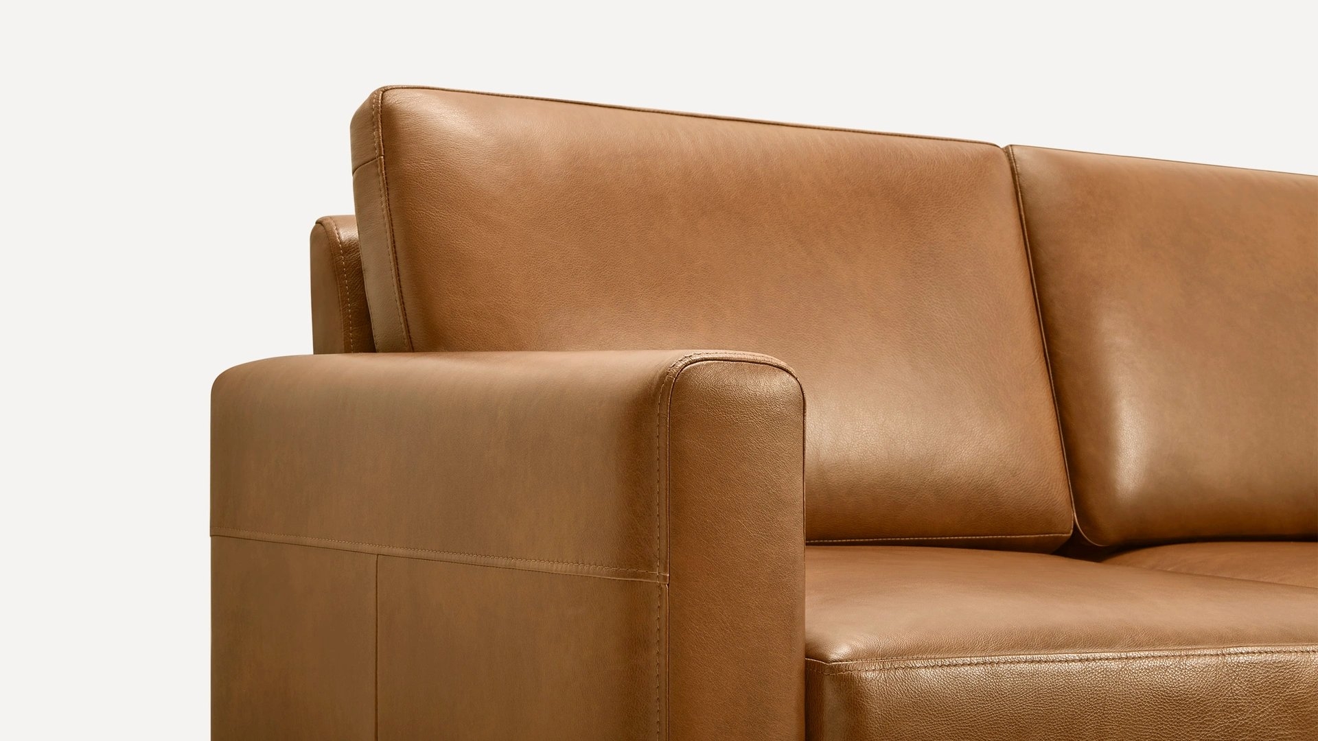 Nomad Leather Club Chair in Camel, Brass Legs - Image 1