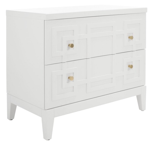 Luiza 2 Drawer Nightstand - White / Gold - Safavieh - Image 3