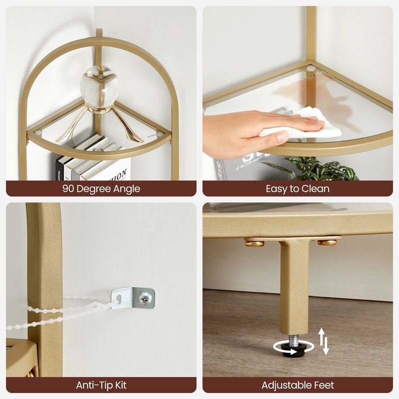 Dawni 64.25'' H x 11.61'' W Steel Corner Bookcase - Image 4