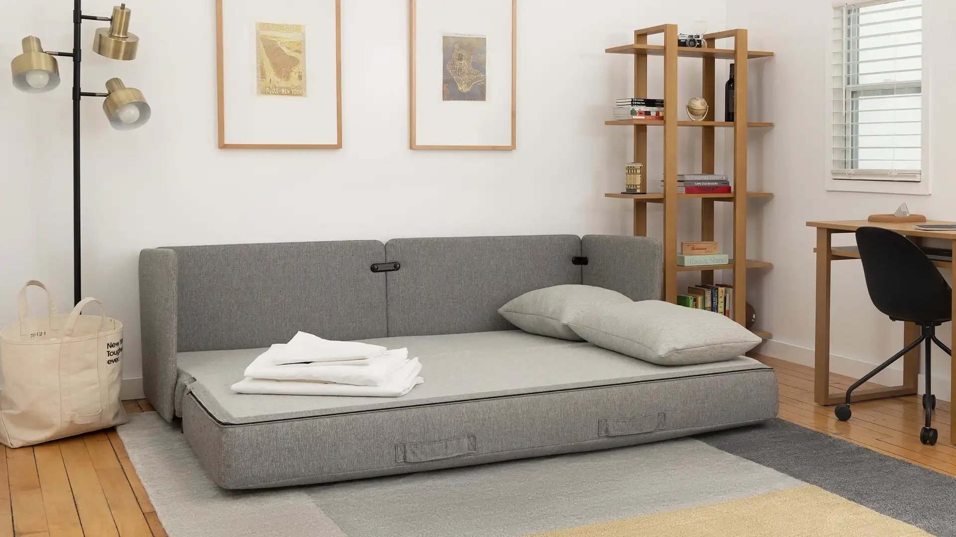 Shift Sleeper Sofa - Stone Grey - Performance Basketweave - Image 3