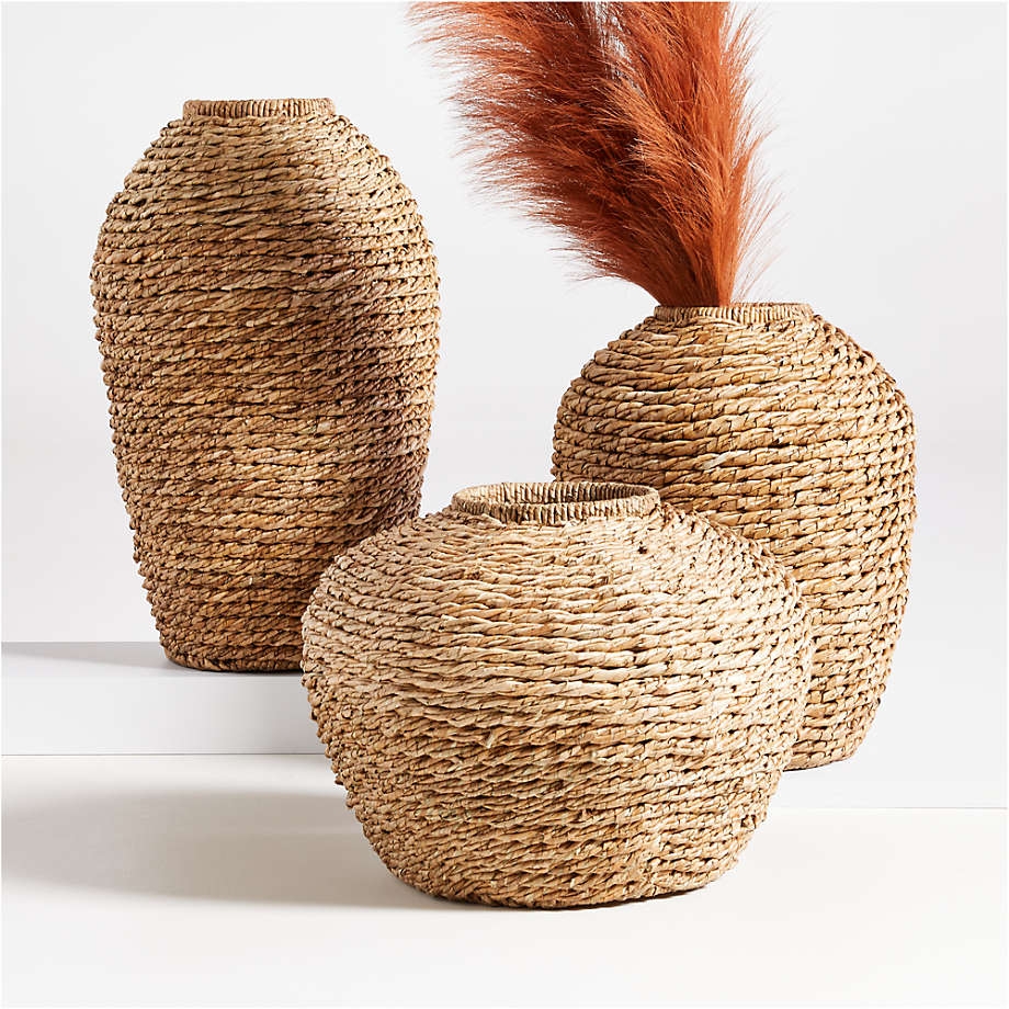 Small Handwoven Seagrass Vase 13" - Image 2
