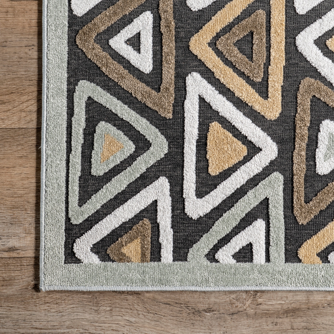 Aneka Striped Triangles Machine Washable Area Rug, Beige, 7' 3" x 9' - Image 3