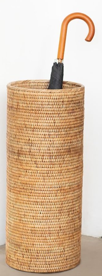Tava Handwoven Rattan Round Umbrella Basket, Natural - Image 3