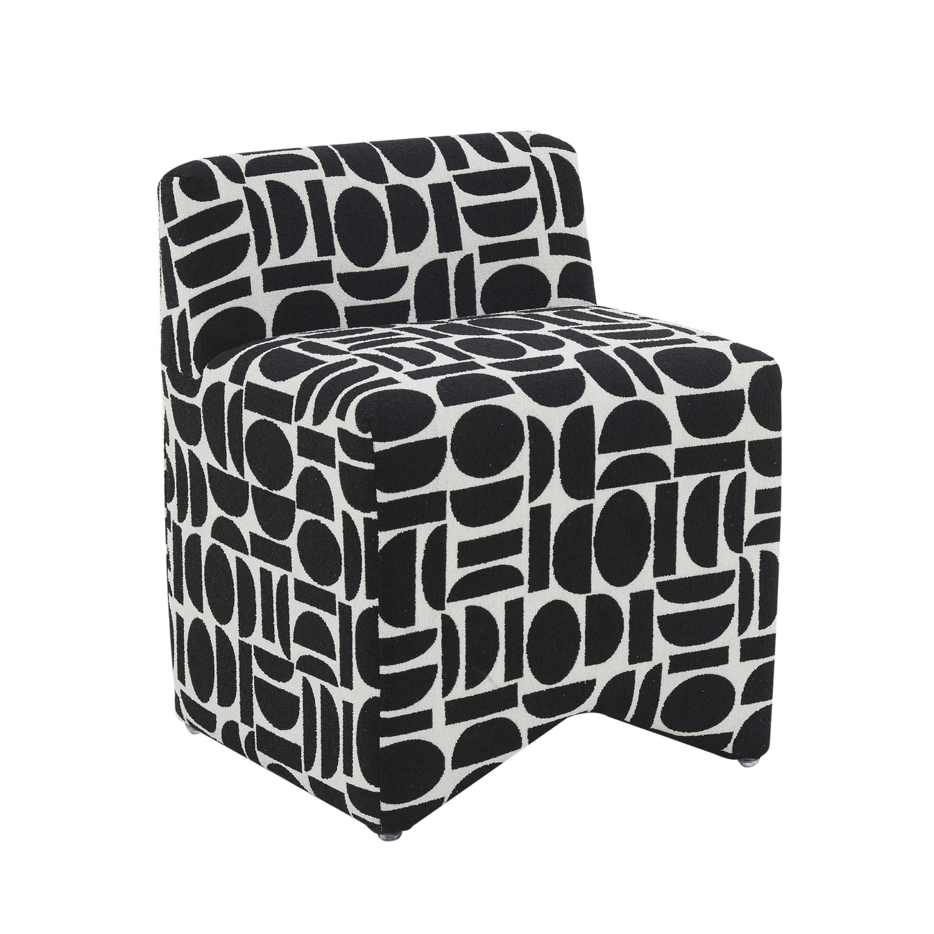 Pippa Black Geometric Jacquard Weave Stool - Image 0