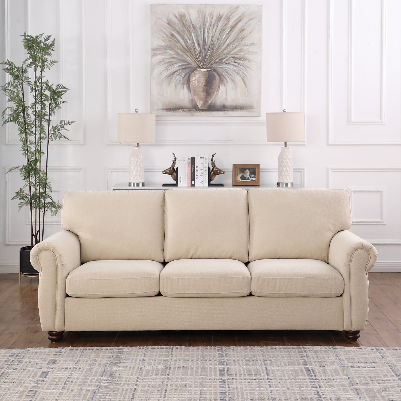 Contour & Co. | Chenille Country Rustic 3 Seater Sofa - Image 0