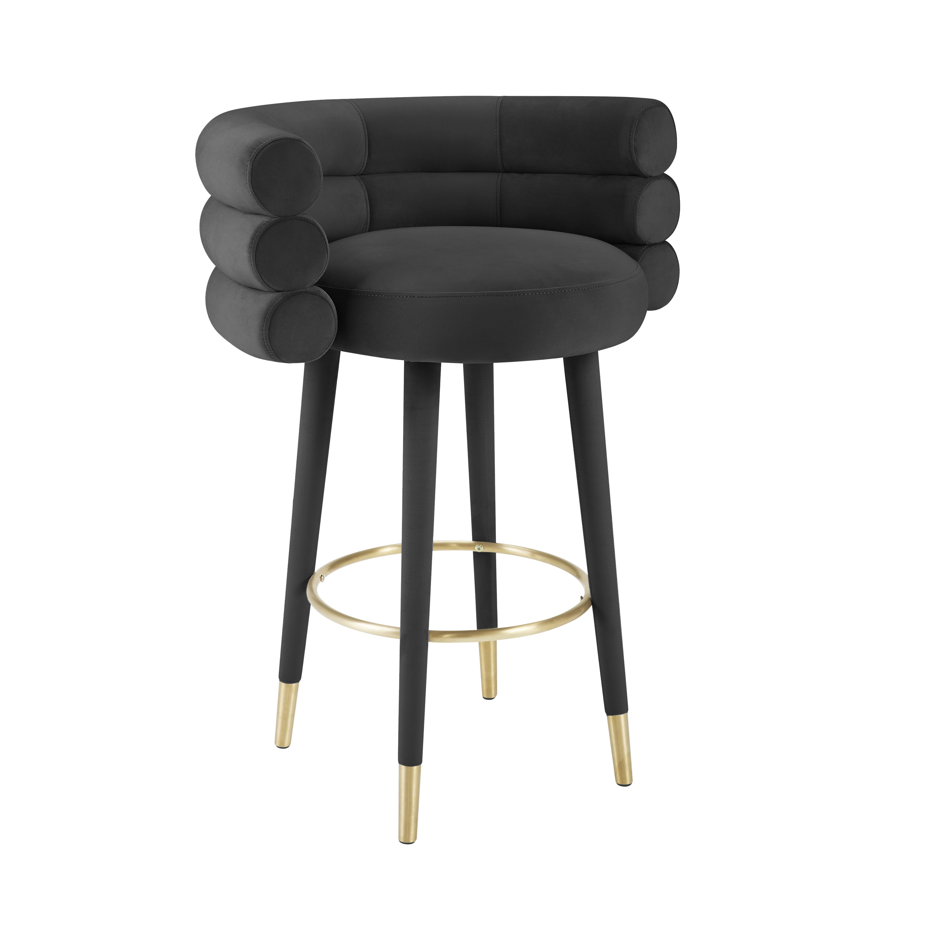 Betty Black Velvet Barstool - Image 1
