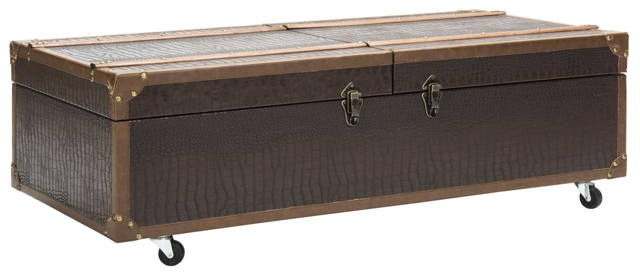 Zoe Coffee Table Storage Trunk With Wine Rack - Brown - Arlo Home - Image 3
