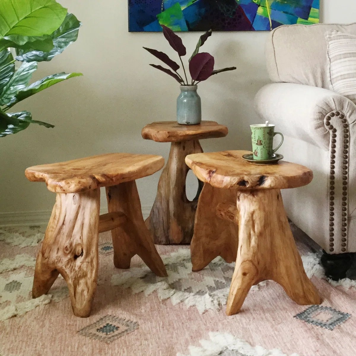 Gerrity Solid Wood Tree Stump End Table - Image 5